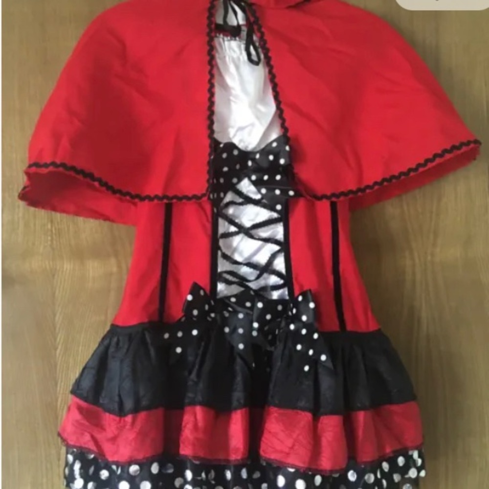 Girls Little Red Riding Hood  Costume Party Fancy Dress Cloak
